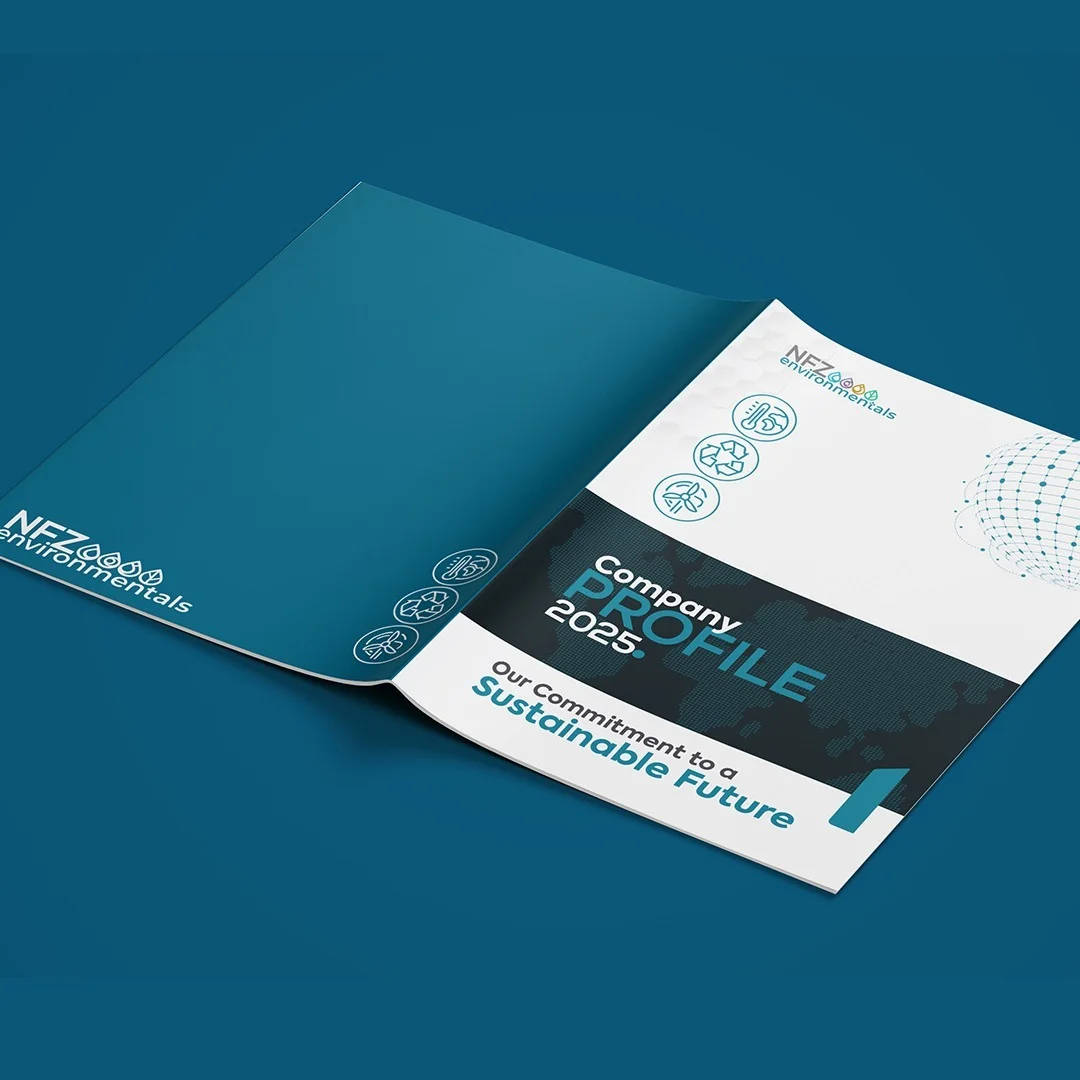 Custom branded company profile front cover design