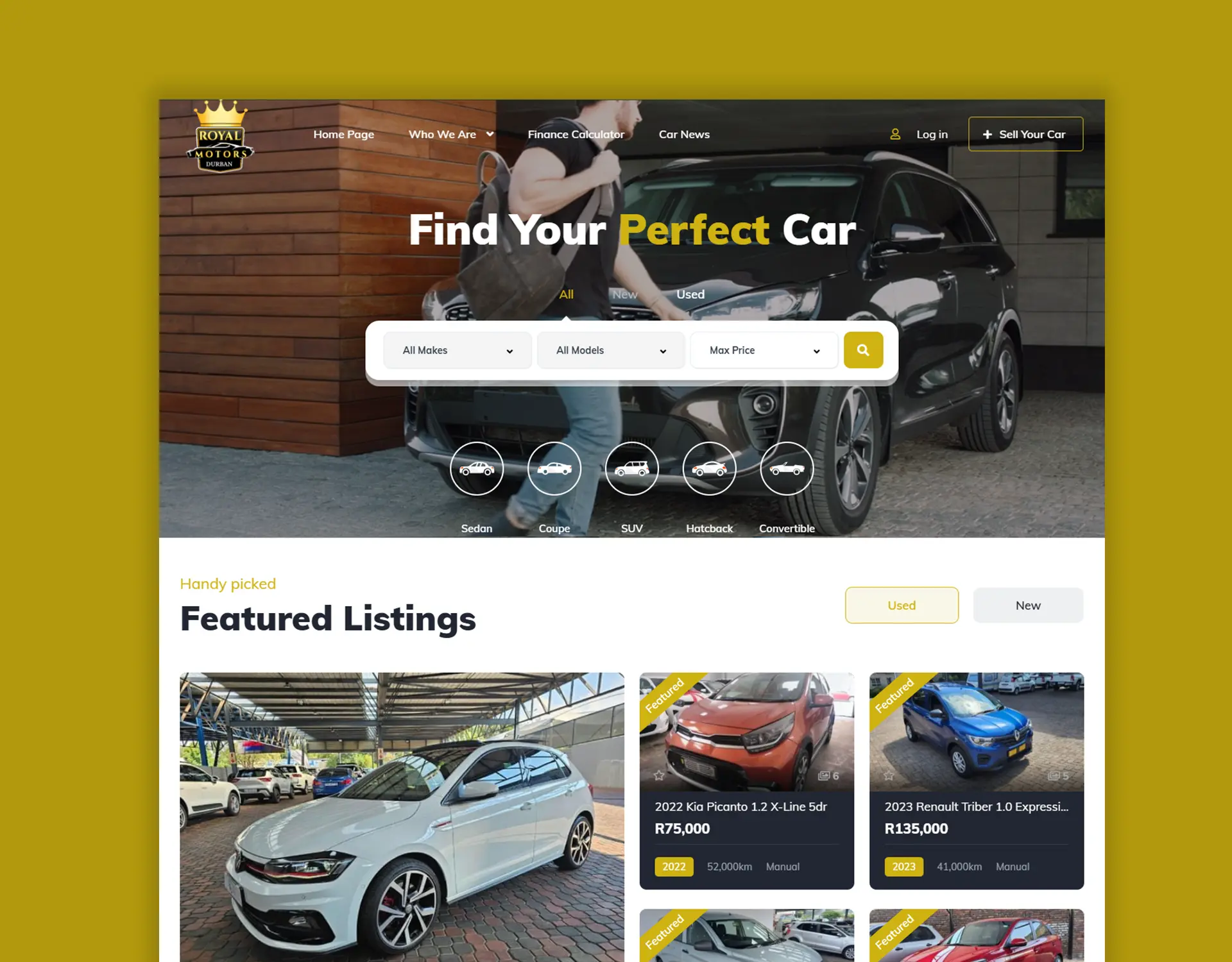 Royal Motors automotive ecommerce website design