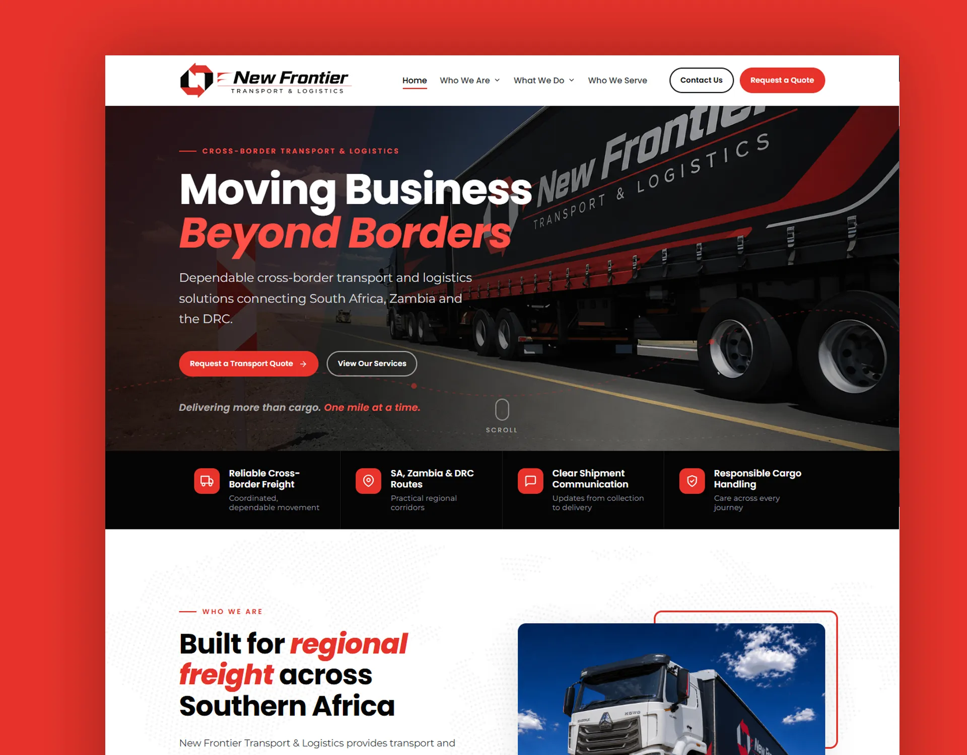Transport and logistics website design