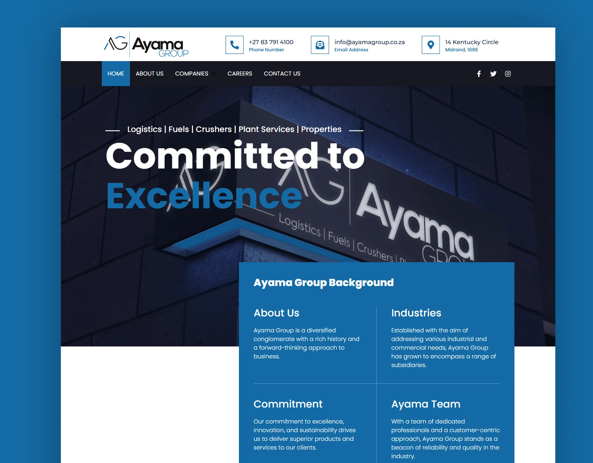 Ayama Logistics Group corporate website design