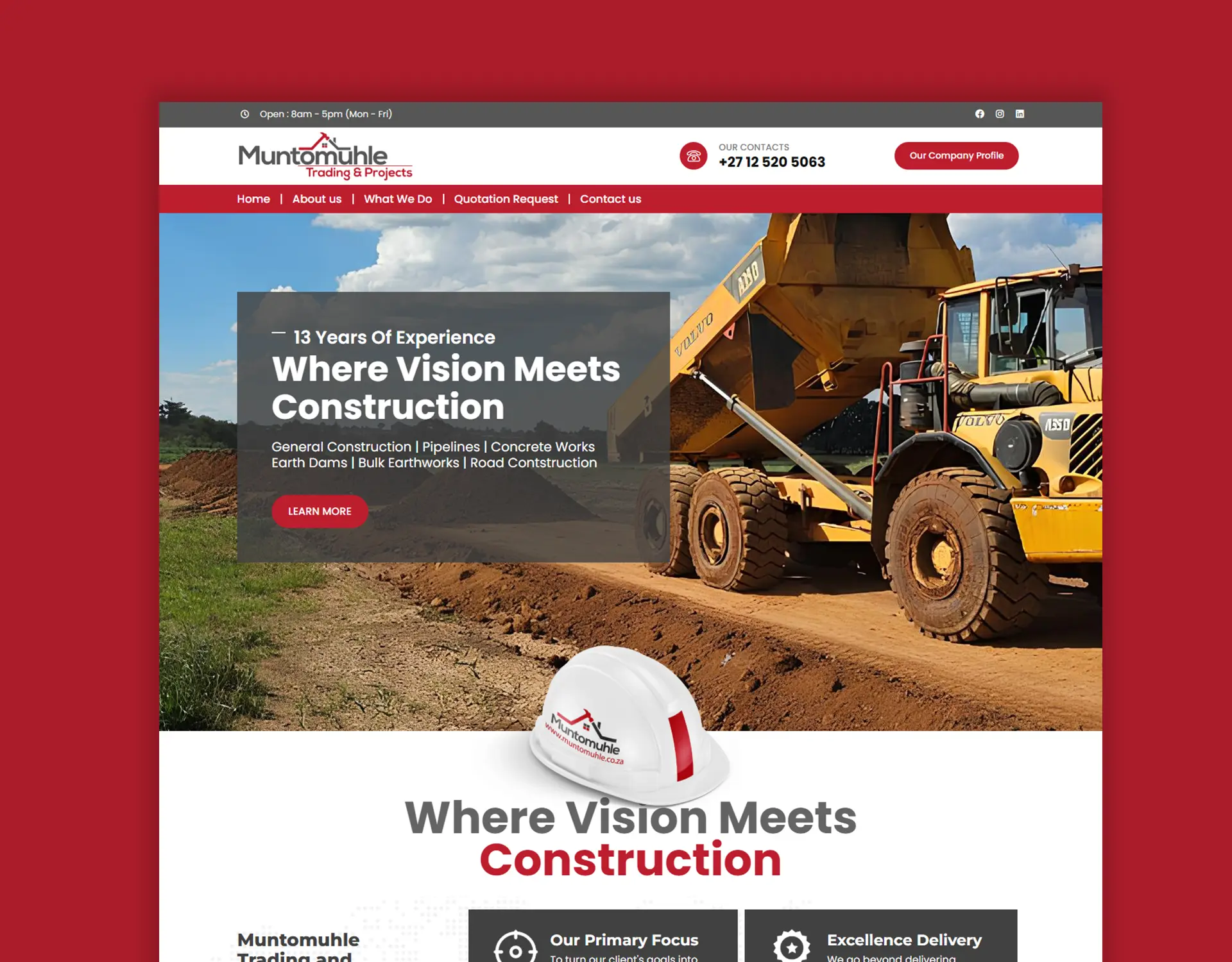 Construction company website design