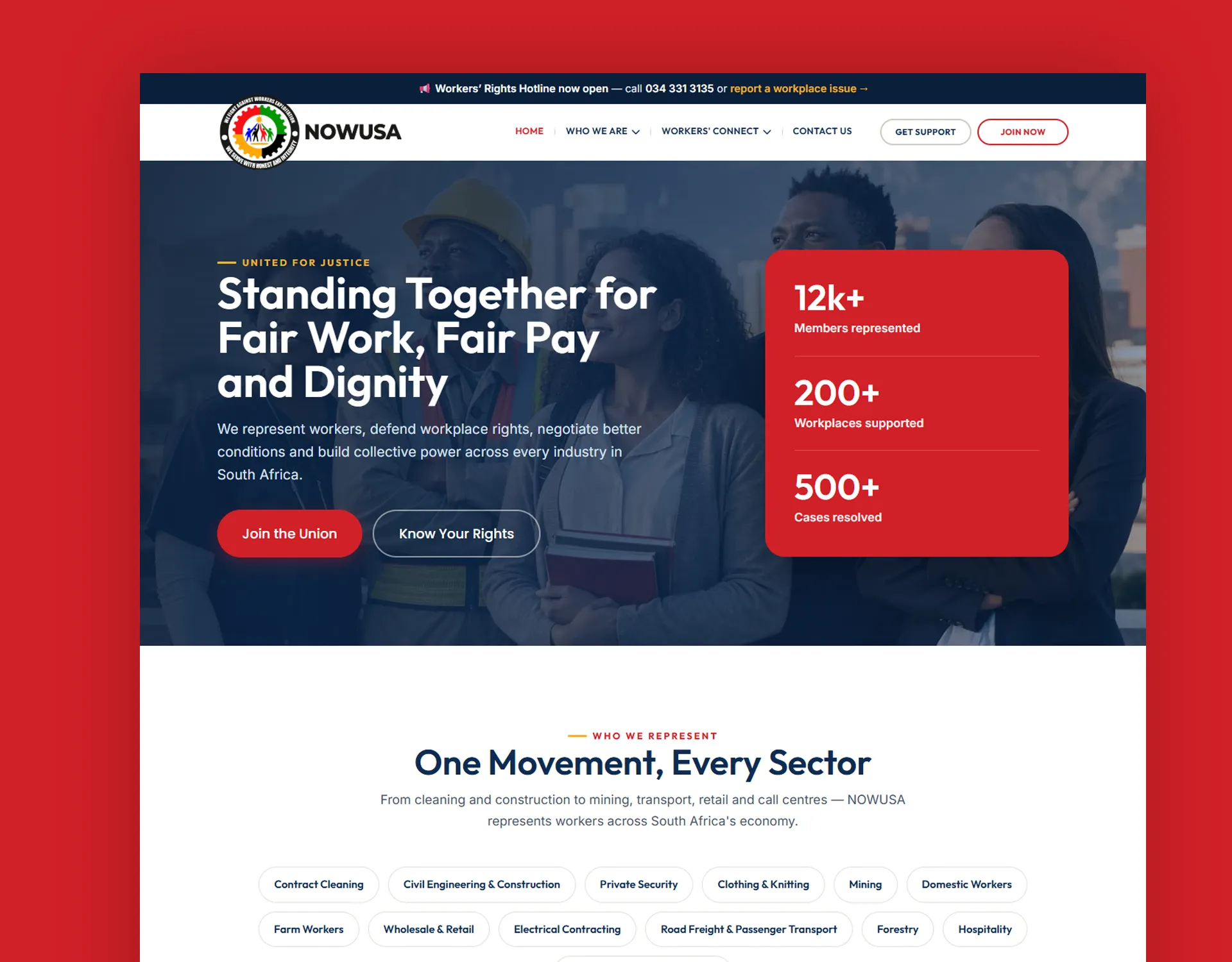 Website design for NOWUSA labour union